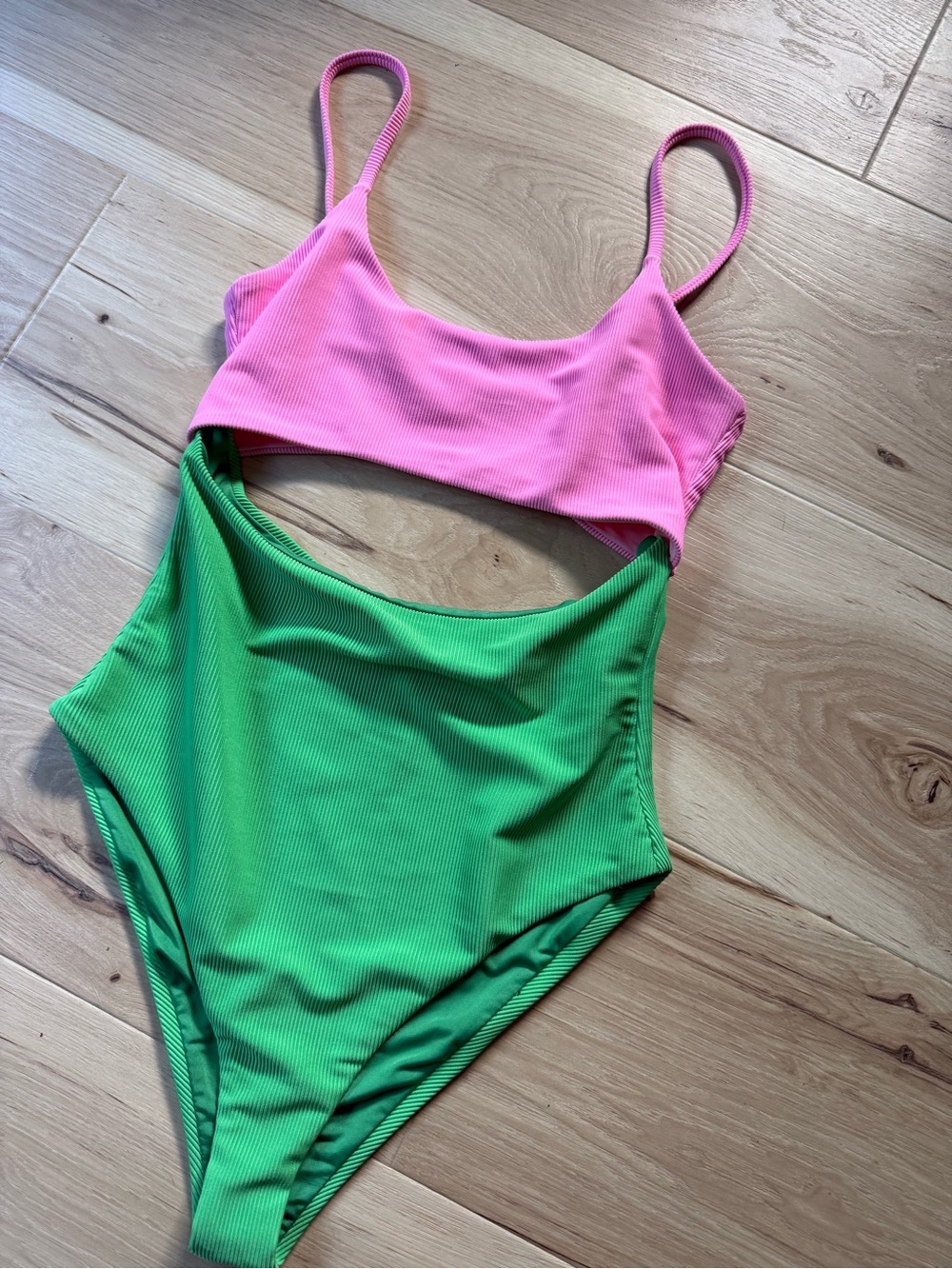 Beach Riot Pink & Green Cutout One-Piece Swimsuit